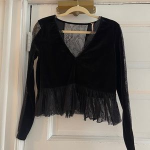 Free People Long Sleeve Lace Top